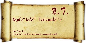 Nyókó Talamér névjegykártya